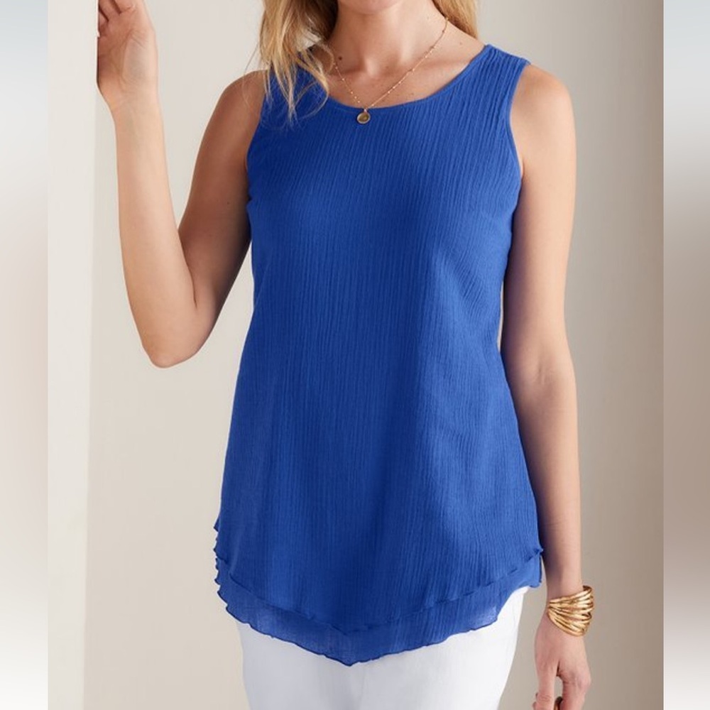 NWT Soft Surroundings Siesta Key Tank Top Sleeveless Women Medium Sapphire Blue